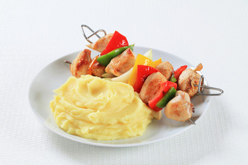 Sticker - Chicken skewers with mashed potato