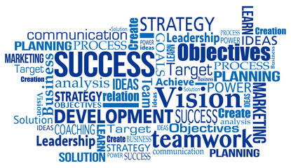 blue marketing business success concept word tag cloud