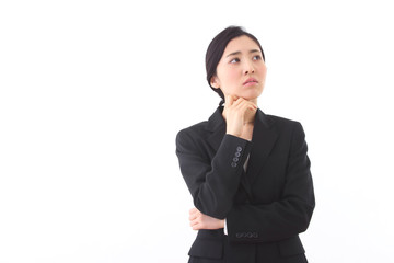 Asian businesswoman on white background