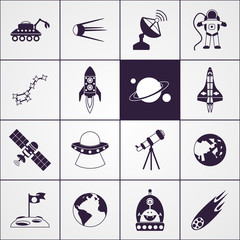 Poster - Space Icons Black