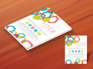 Canvas Print - Template, brochure or flyer for business on wooden background. 