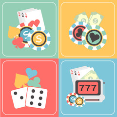 Wall Mural - Colorful set of Casino objects.