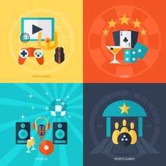 Poster - Entertainment Flat Icons Set