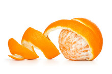 Orange Peeled Skin On A White Background