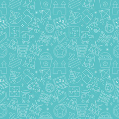 Wall Mural - toy line icon pattern set