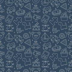 Poster - toy line icon pattern set