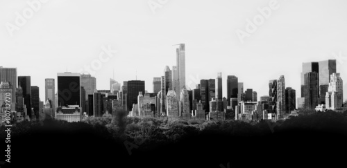 Stampe Panorama of New York skyline in black and white