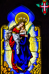 Wall Mural - Virgin Mary - vitrage window icon in Pena Palace, Sintra, Portug