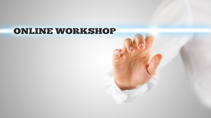 Wall Mural - man ticking a light with online workshop label