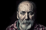 Fototapeta Dmuchawce - Very old homeless senior man portrait