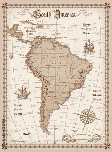Vecteur carte de l'Amérique du Sud Poster Mural XXL