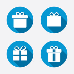 Poster - Gift box sign icon. Present symbol.