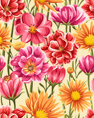 Canvas Print - Floral seamless pattern