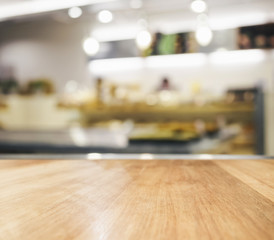 Wall Mural - Table top with blurred kitchen background