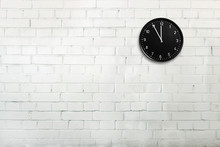 Brick Wall With Clock