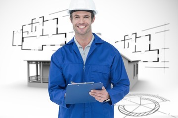 Poster - Composite image of confident supervisor writing notes
