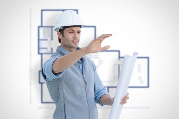 Poster - Composite image of architect with blueprint