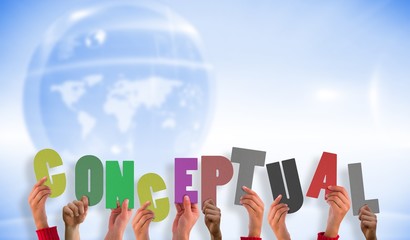 Aufkleber - Composite image of hands holding up conceptual