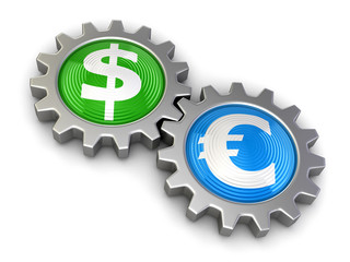 Poster - Gears with Dollar and Euro (clipping path included)