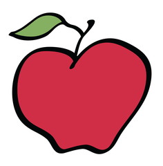 Sticker - cartoon red apple isolated on white