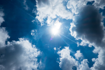 Wall Mural - Nice blue sky with sun beam with cloudy,Hope ray.