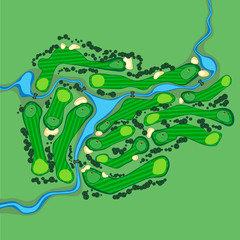 Wall Mural - vector golf course aerial view
