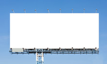 Blank Billboard Ready For New Advertisement With Blue Sky Backgr