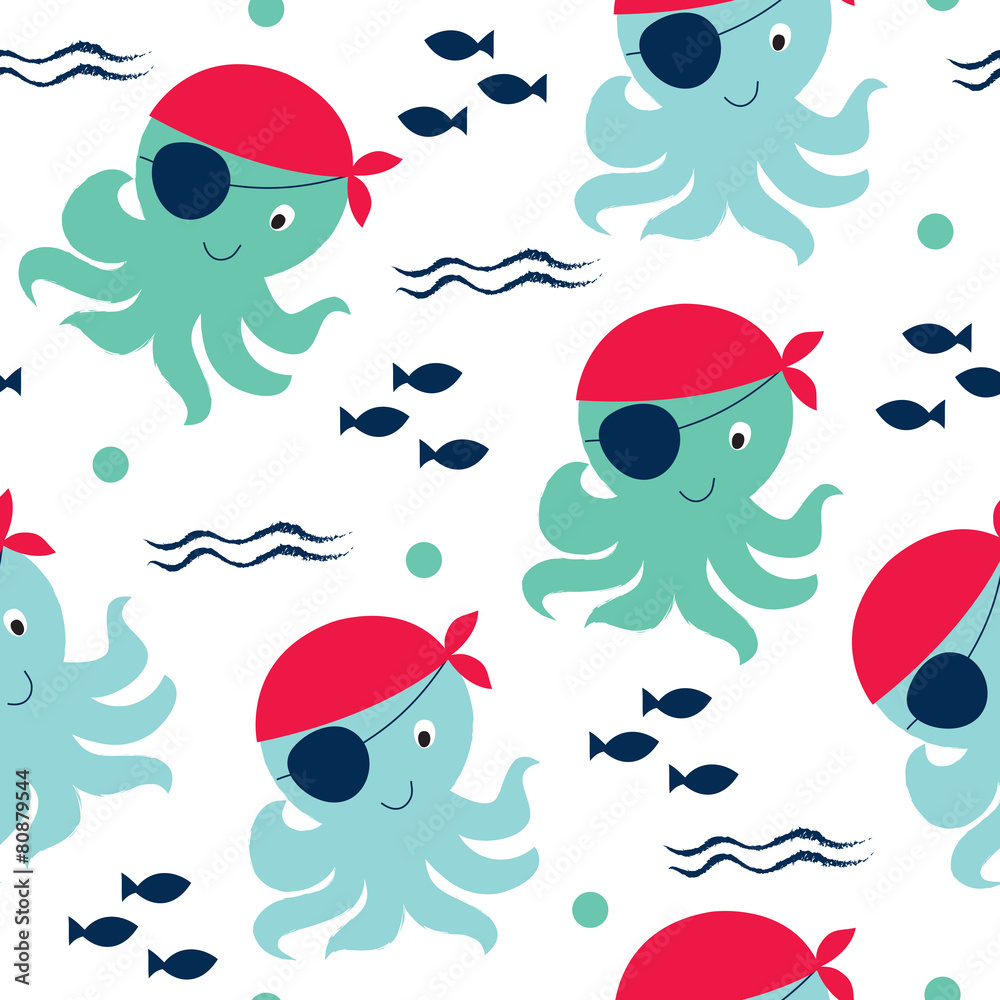 pirate octopus pattern vector illustration Stock Vector | Adobe Stock