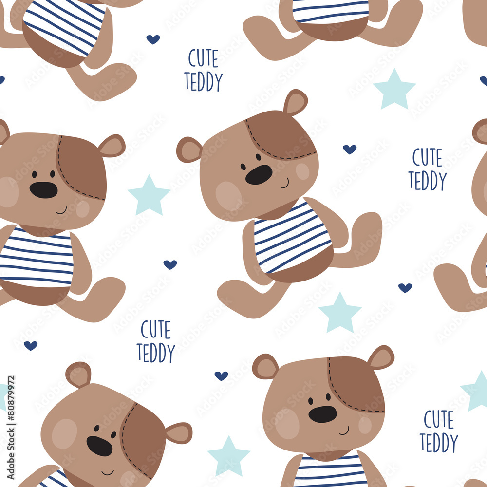 seamless teddy bear pattern vector illustration Stock Vector | Adobe Stock