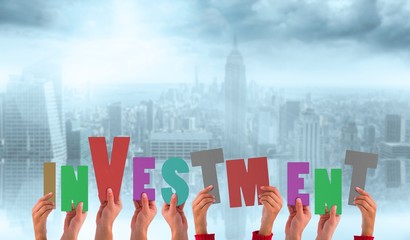 Poster - Composite image of hands showing investment