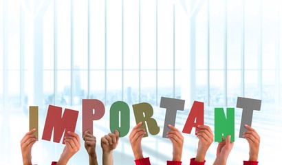 Poster - Composite image of hands holding up important