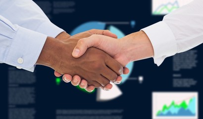 Poster - Composite image of close-up shot of a handshake in office