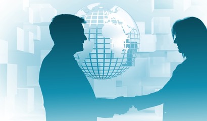 Aufkleber - Pleased businessman shaking hands