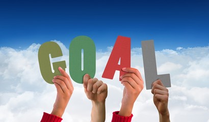 Poster - Composite image of hands showing goal