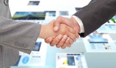 Poster - Composite image of handshake between two business people