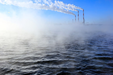 Wall Mural - Hydroelectric power plant in winter