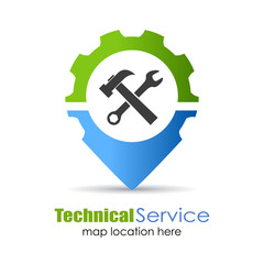 Wall Mural - Technical service location pin