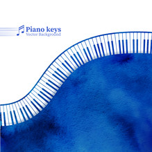 Piano Keys Watercolor Background.
