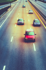 Wall Mural - Busy Highway During The Day With Number Plates And Car Logos Rem