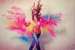 canvas print picture - dancing girl in powder explosion - movin 06