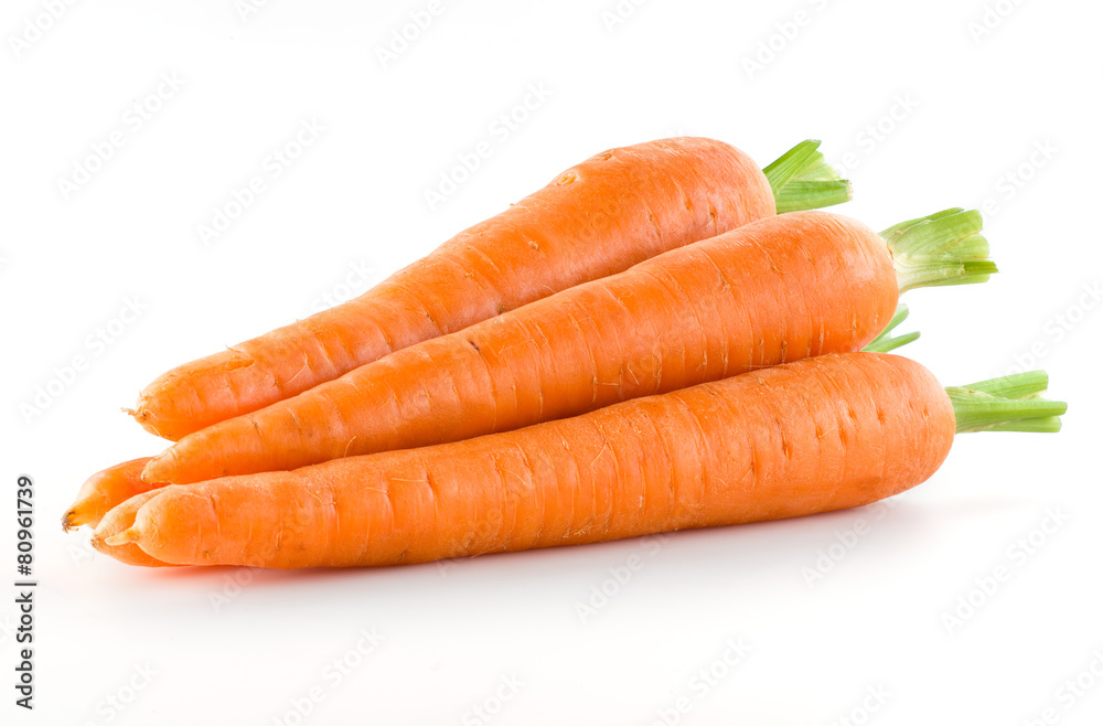 Carrot. Heap of vegetable isolated on white - obrazy, fototapety, plakaty 