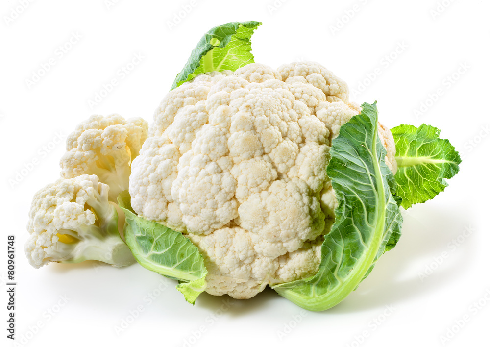 Cauliflower isolated on white background - obrazy, fototapety, plakaty 