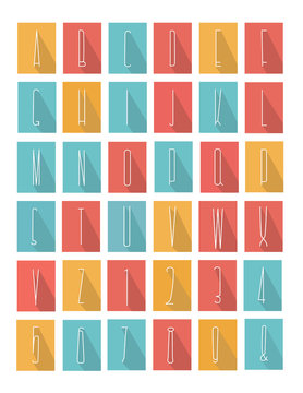 Flat colorful icons alphabet.