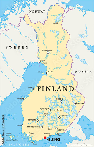 Finland Political Map - Acheter ce vecteur libre de droit ...