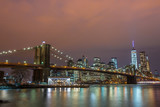 Fototapeta  - New York City Manhattan Brooklyn Bridge night skyline