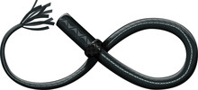 Leather whip bent into infinity shape, no background