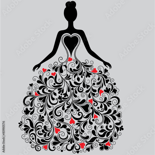 Naklejka dekoracyjna Vector silhouette of elegant dress