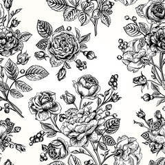 Wall Mural - Seamless pattern wit roses.