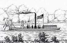 Steamboat With Stern Mounted Oars By John Fitch