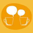 Vector silhouette of tea, coffee cups and speech bubbles